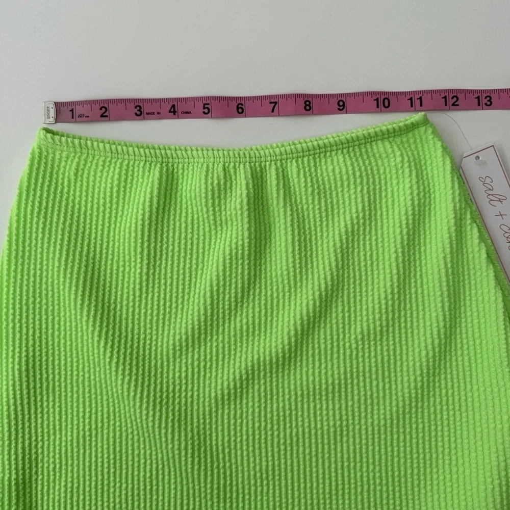 Salt + Cove Bikini Swim Skirt Junior Size XS Neon Green Crinkle Ribbed NWT